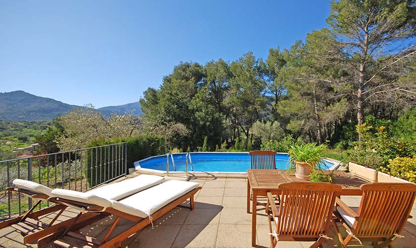 Pool und Landschaft Finca Mallorca Norden PM 3125